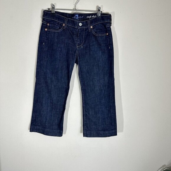 7 For All Mankind Womens 28 Jeans Crop DOJO Denim Blue Pocket Inseam 20 Low Rise - Picture 3 of 6